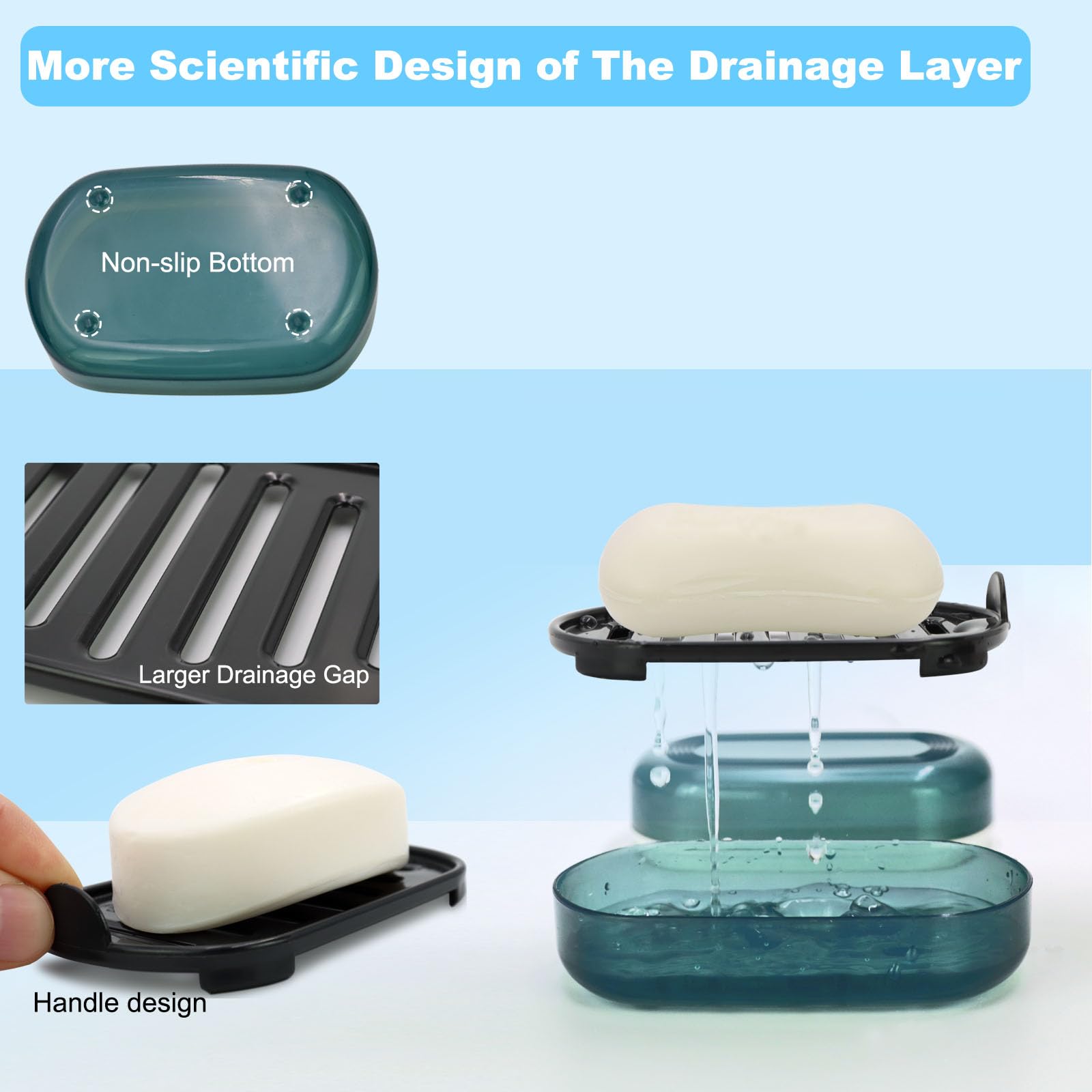Travel Soap Container, Bar Soap Holder, Portable Soap Case, Soap Dish With Lid For Traveling, Camping, Gym, Bathroom (Blue Style