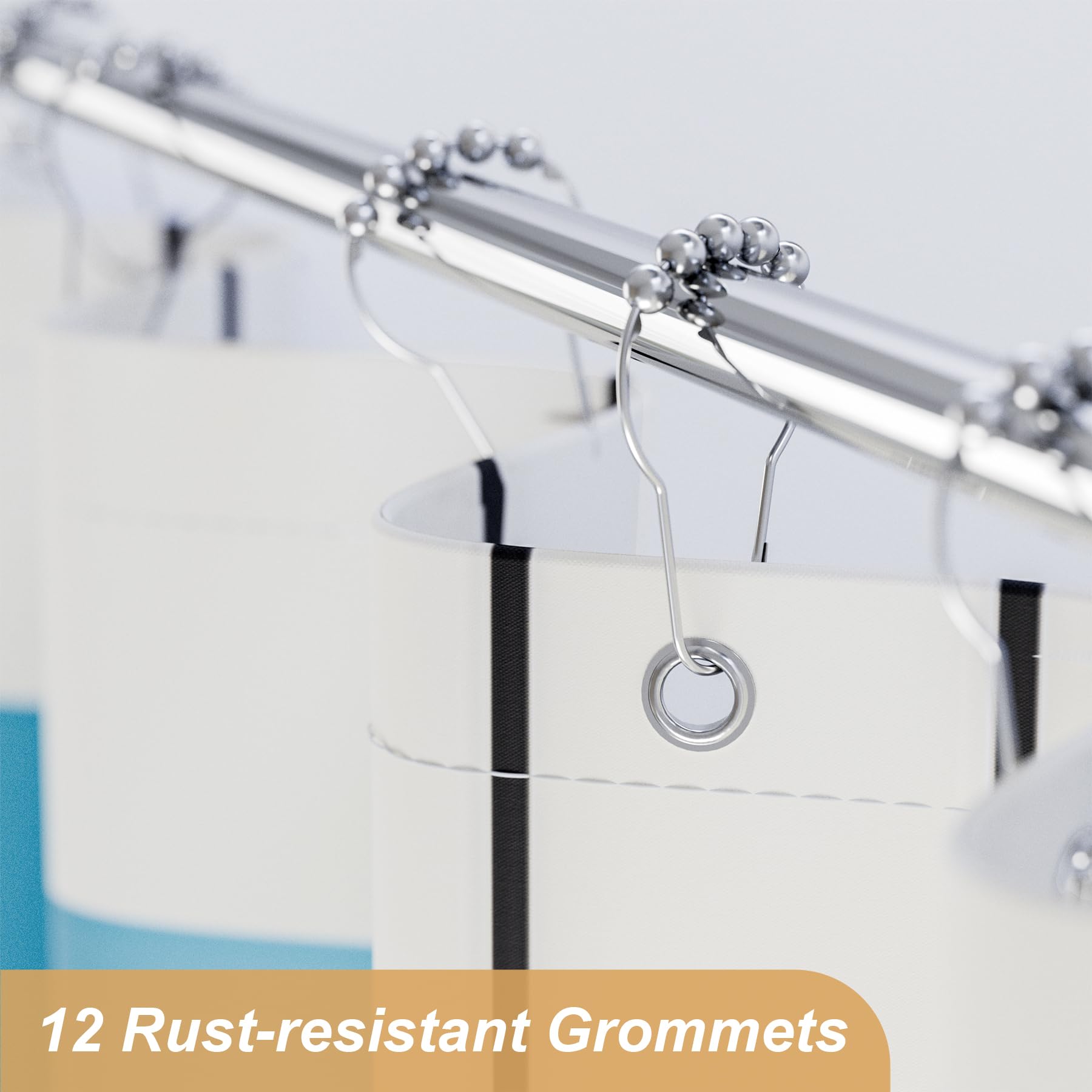 Amazerbath Boho Shower Curtain, Beige And Brown Abstract Cloth Shower Curtain With 12 Metal Hooks, Luxury Washable Farmhouse Pol