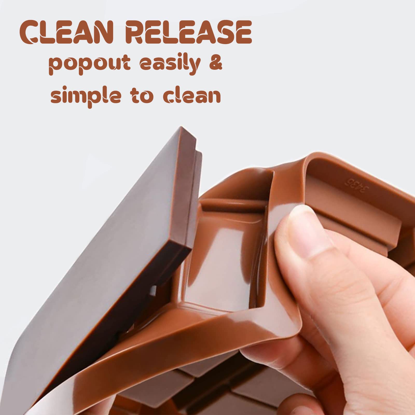 C-Co Food Grade Break-Apart Chocolate Molds, Silicone Chocolate Bar Sweet Molds Hot Chocolate Energy Bar Moulds Rectangle Baking