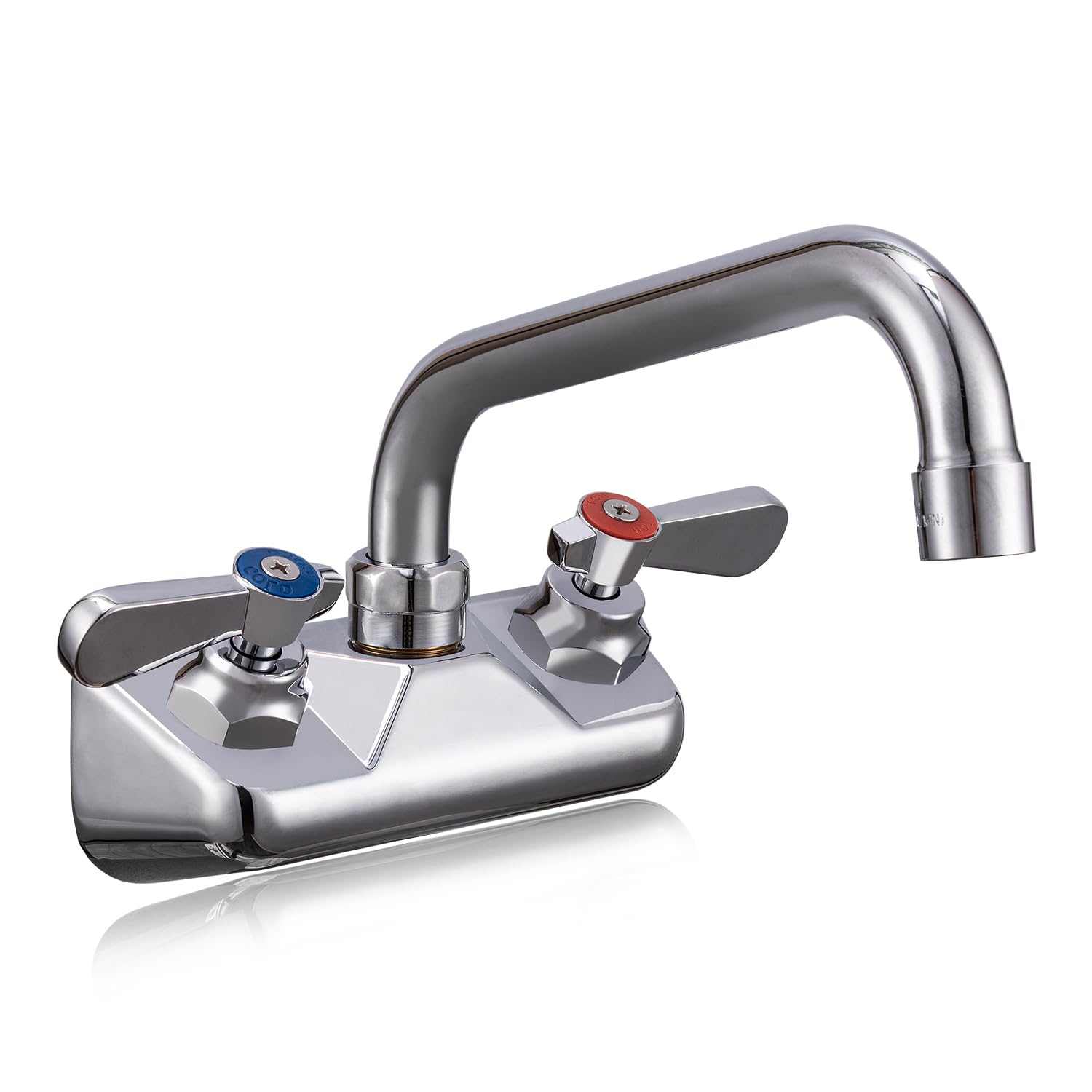 Phivan Commercial Sink Faucet 4 Inch Center Wall Mount Bar Sink Faucet 2 Hole Brass Constructed with 8 Swivel Spout 3 Compartmen