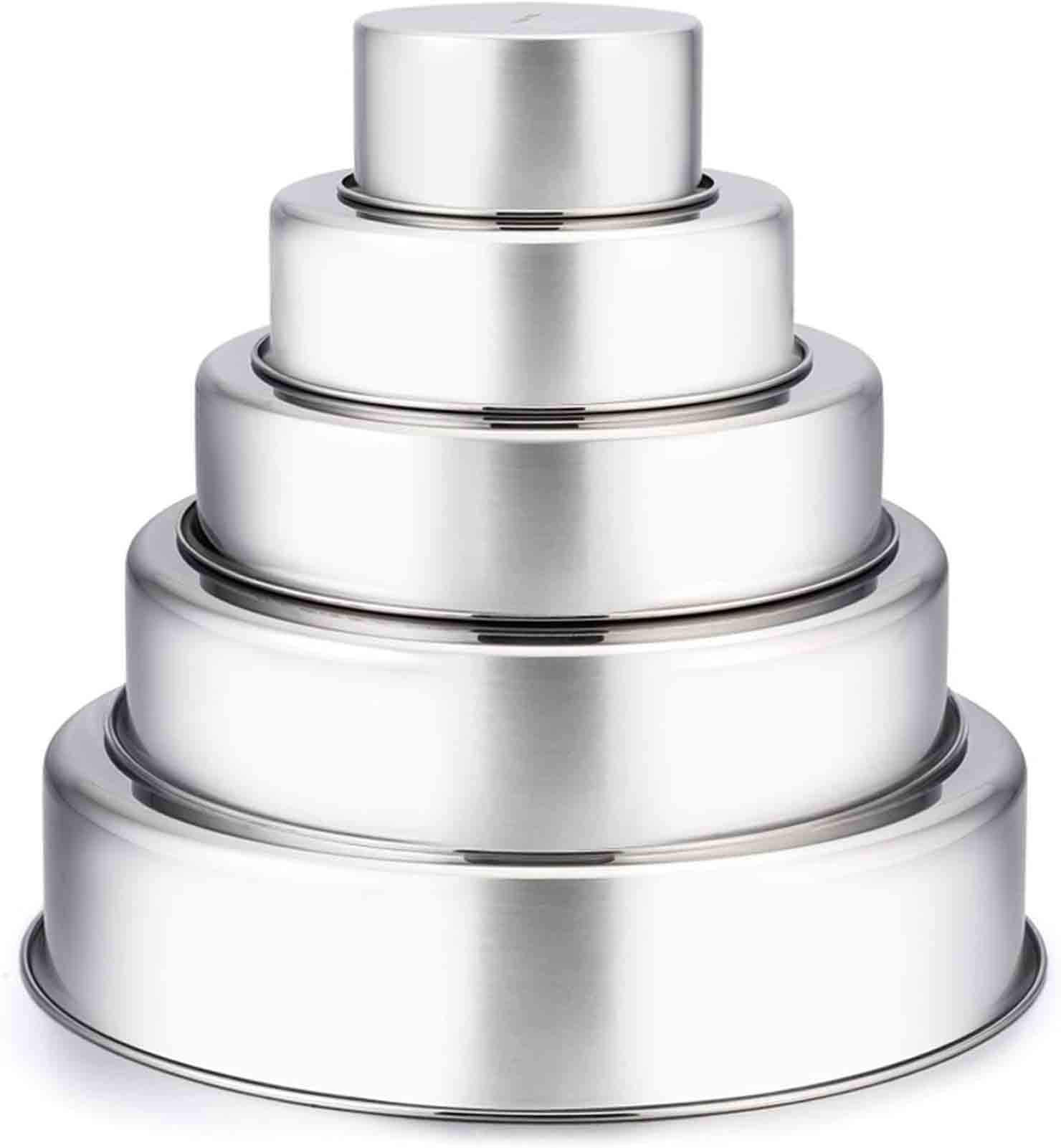 Teamfar Cake Pan, 4 - 6 - 8 - 9 - 11, Stainless Steel Round Baking Tier Cake Pans Set, Healthy & Heavy Duty, Mirror Finish & Dis