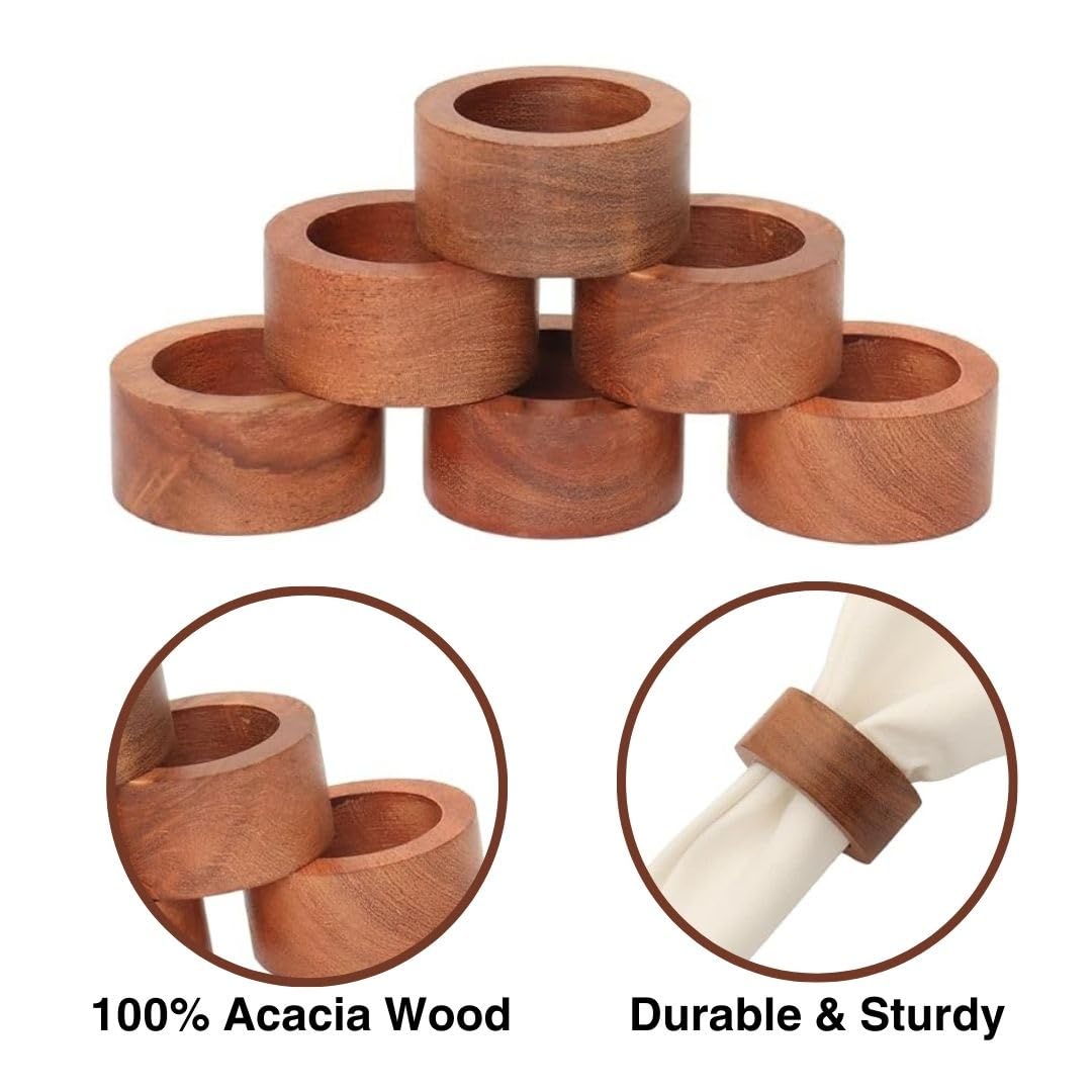 ARN CRAFT Wooden Napkin Ring for Weddings Dinner Parties or Every Day Use (Set of 12  Plane)