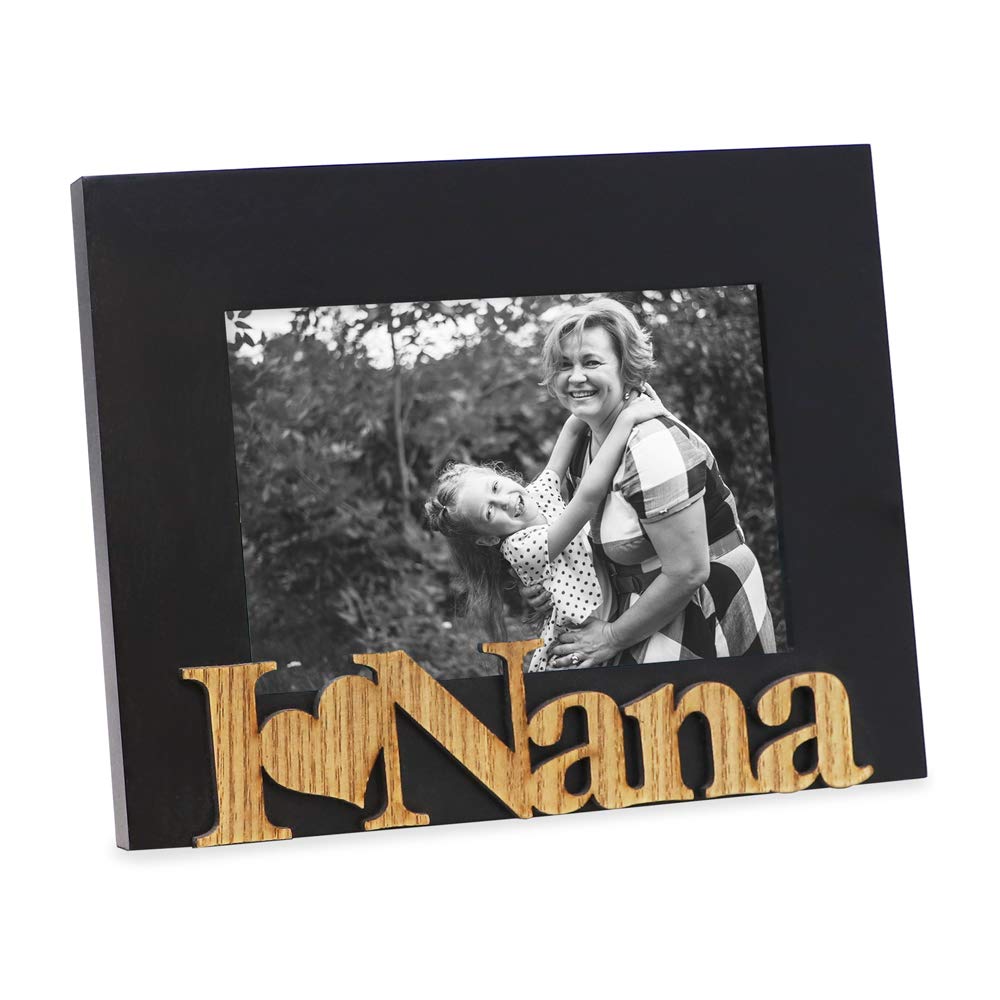 Isaac Jacobs Black Wood Sentiments I Love Nana    Picture Frame, 4x6 inch, Photo Gift for Nana, Grandma, Family, Display on Tabl