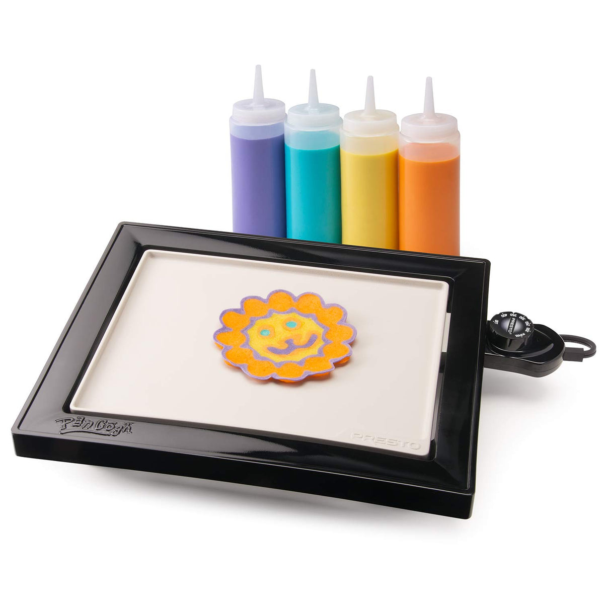 Presto 07080 Pangogh Cool Touch, Electric Griddle, Ideal Size For Small Families, Includes Batter Bottles & Template For Pancake