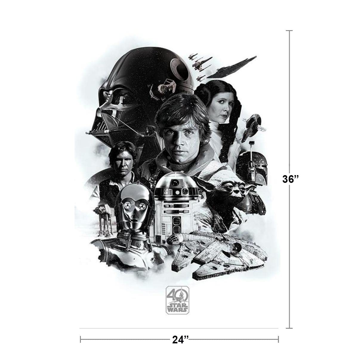 Pyramid International Montage Star Wars 40Th Anniversary Maxi Poster, Plastic/Glass, Multi-Colour, 61 X 91.5 X 1.3 Cm
