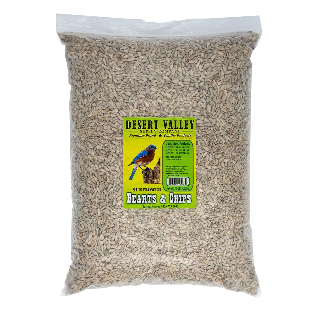 Desert Valley Premium Sunflower Seed Hearts and chips - Wild Bird Food, cardinals, Jays  More (10-Pounds)