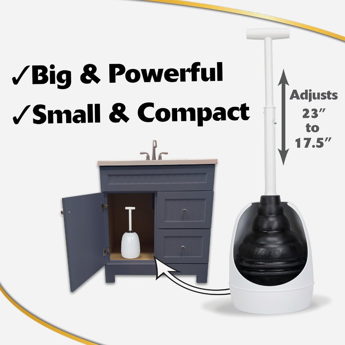 Korky Beehive Max Hideaway 15 In. L X 6 In. Dia. Toilet Plunger