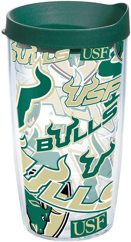 Tervis Made in USA Double Walled University of South Florida Bulls Insulated Tumbler Cup Keeps Drinks Cold & Hot, 16oz, All Over