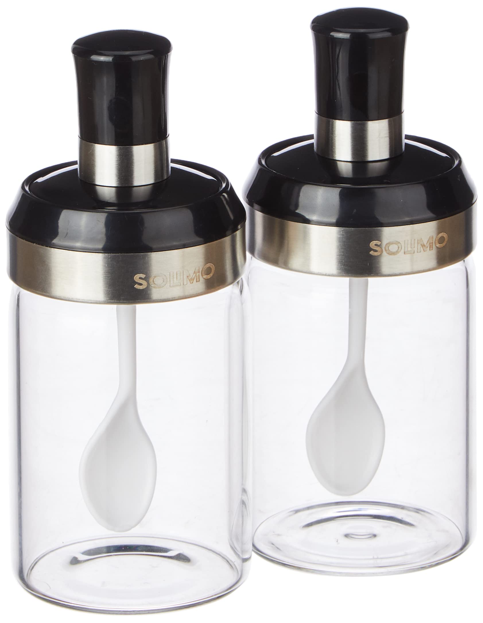 Amazon Brand  Solimo Borosilicate Glass Chutney/Pickle Jar,Set Of 2(250 Ml Each),Black