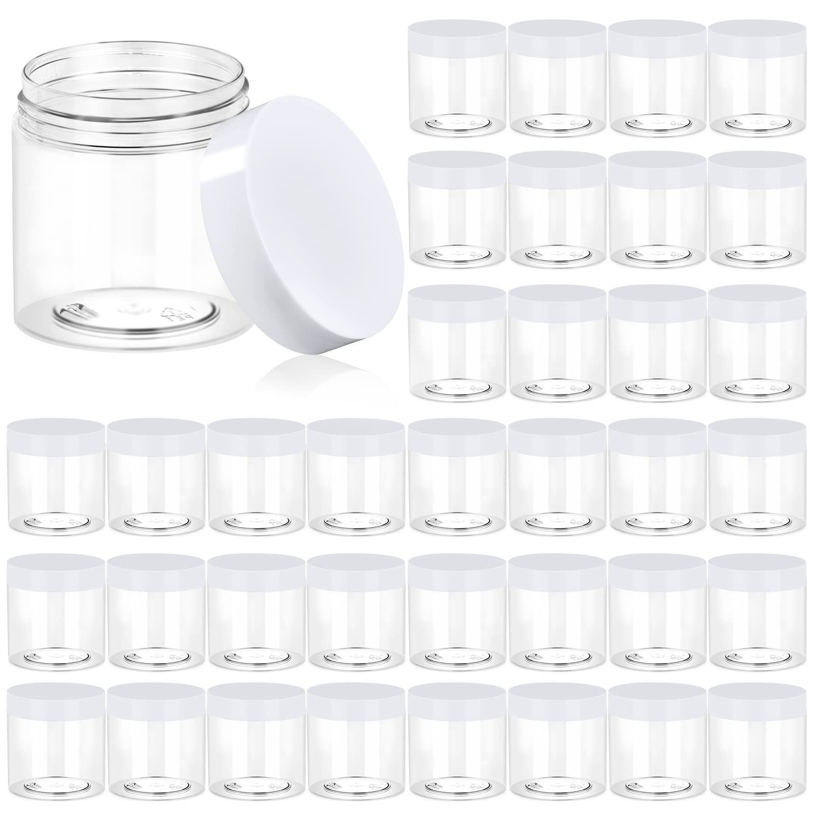 36 Pack 4 Oz Plastic Jars Round Clear Cosmetic Container Jars With White Lids, Eternal Moment Plastic Slime Jars For Lotion, Cre