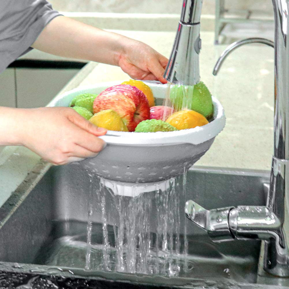 Qimh Collapsible Colander And Strainer, 5 Quart(1.25 Gal), Heavey Duty Kitchen Drainer Basket For Pasta, Veggies And Fruits, New