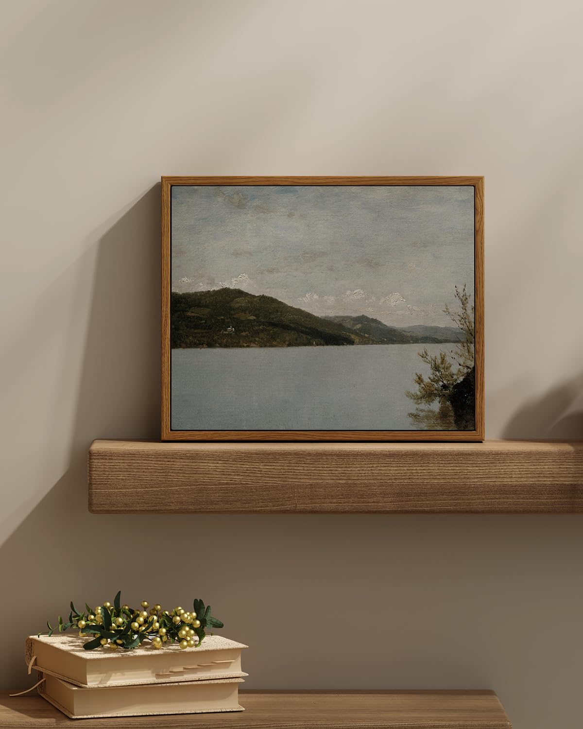 Insimsea Framed Canvas Wall Art Vintage Decor, Home Decor Classical Landscape Paintings Artwork, Vintage Nature Decor, Retro Wal