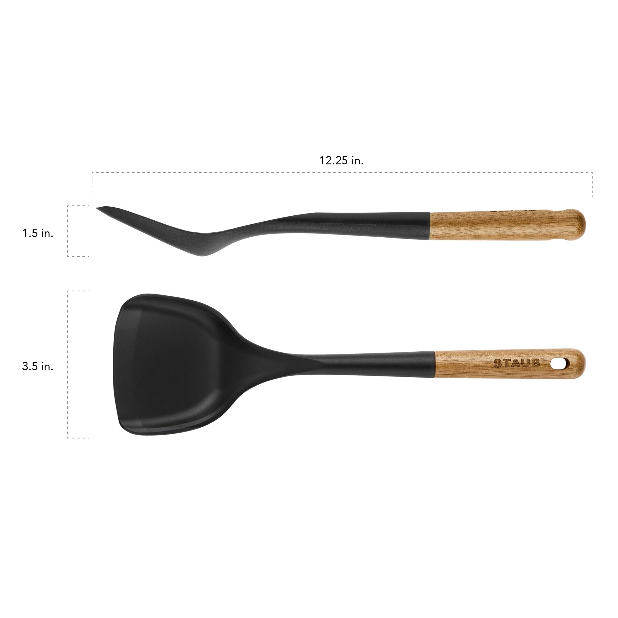 Staub Wok Spatula, Perfect For Scooping, Flipping, Stirring, And Turning Stir Fries, One Size, Durable Bpa-Free Matte Black Sili