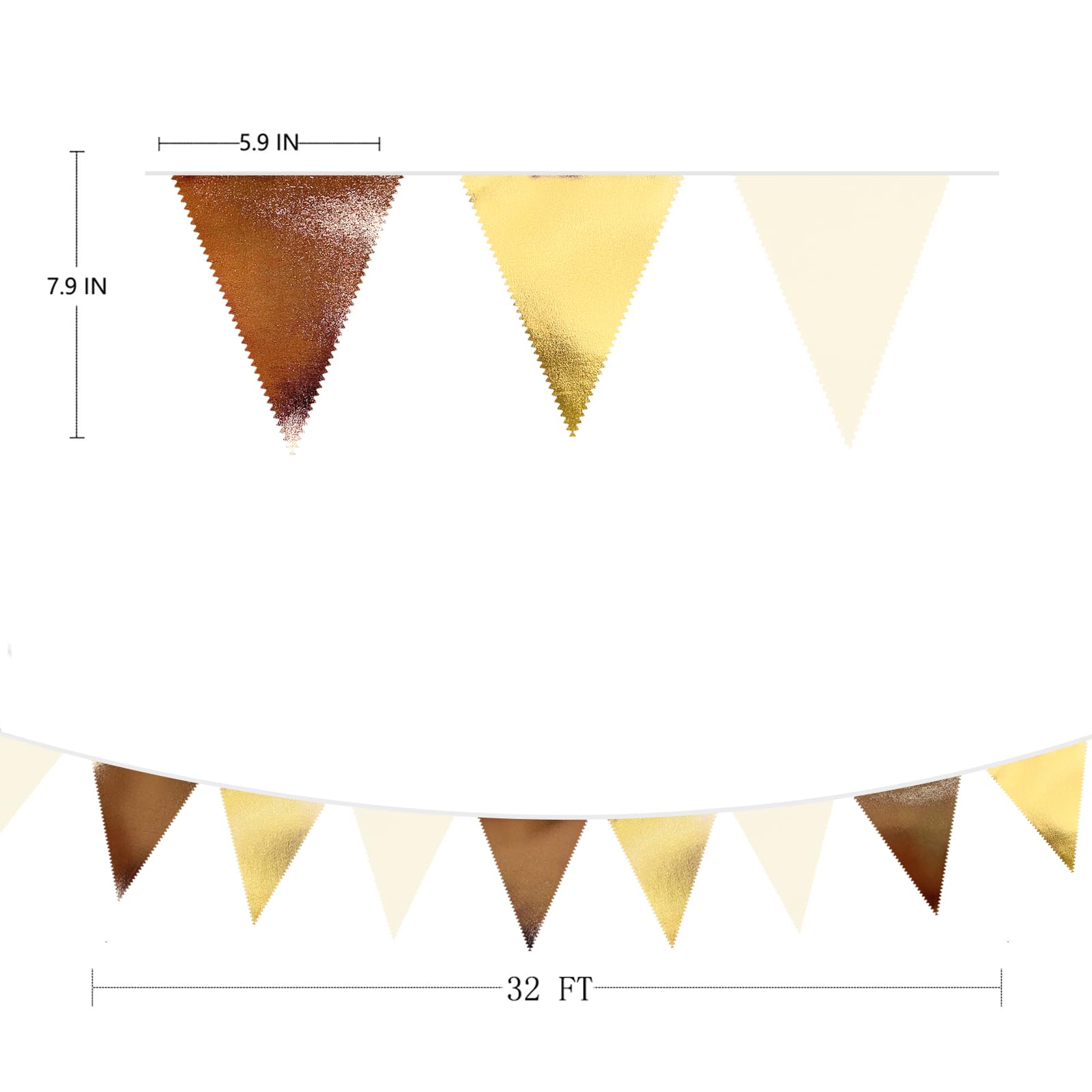 Brown Beige And Gold Party Decorations Fabric Triangle Pennant Banner Flag Bunting Garland For Boho Neutral Rustic Cowboy Wester