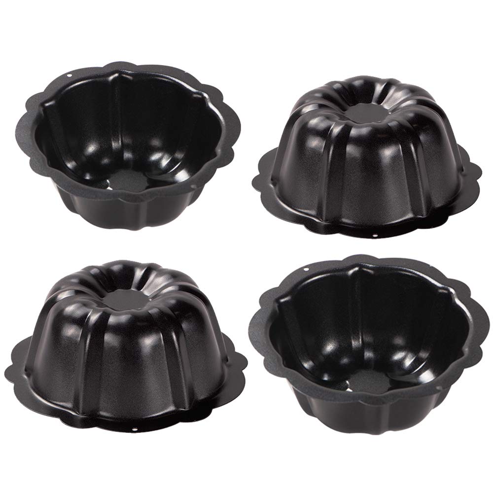 Webake Mini Cake Pan Nonstick Fluted Cake Pan 4 Inch Carbon Steel Baking Cup Mold For Buntcake, Bavarois, Brownie, Cupcake, Pudd