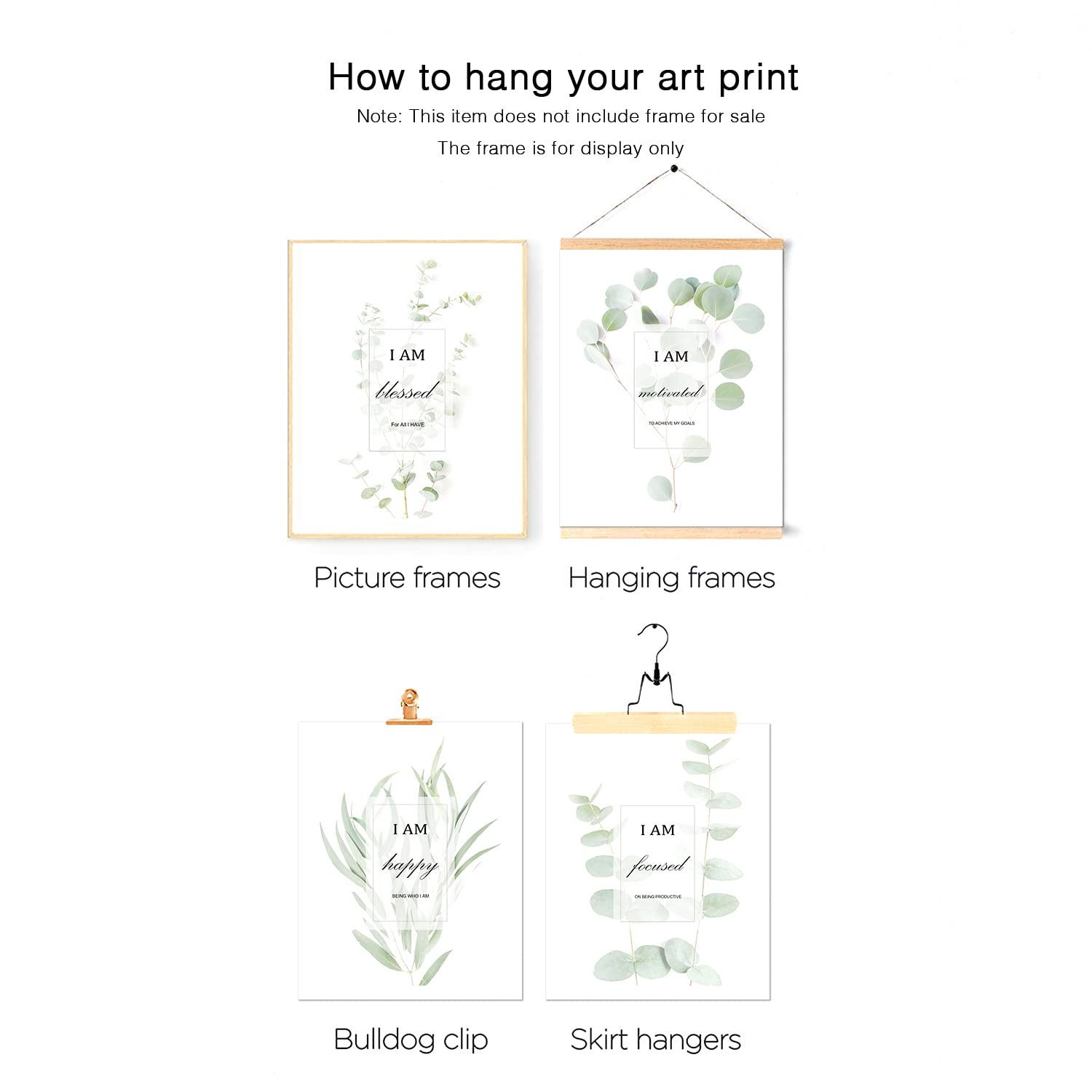 Hoozgee Motivational Botanical Plants Wall Art Prints Encouragement Words For Office Bedroom Decor Canvas Posters (11''X14'' Unf