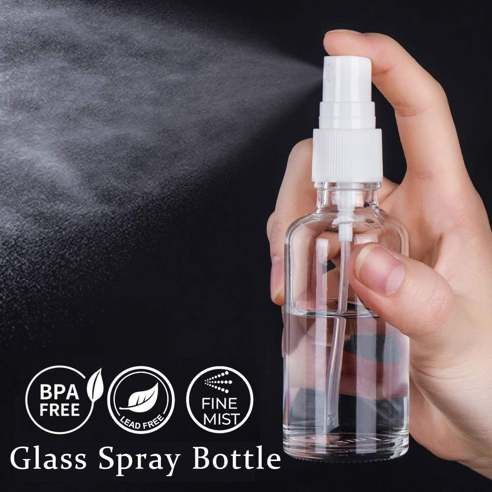 Hydior 2oz Clear Glass Spray Bottles for Essential Oils  Small Spray Bottle with Plastic Sprayer - Set of 3