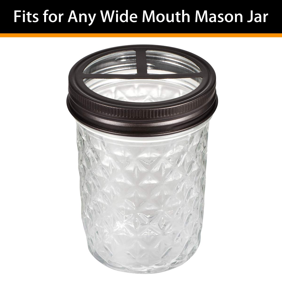 [Wide Mouth ONLY] Mason Jar Toothbrush Holder Lid - Rustproof 304 Stainless Steel - for Ball Mason Jar or Any Pint. Jar - Farmhouse Decor Bathroom Accessories Set/Bronze 2-Pack (Jars not Included)