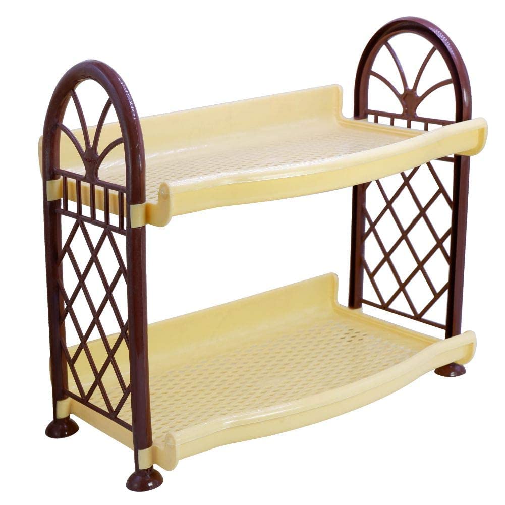 Sp Multipurpose Plastic Organising Rack, Set Of 2 Shelves, Multi Color, Made In India