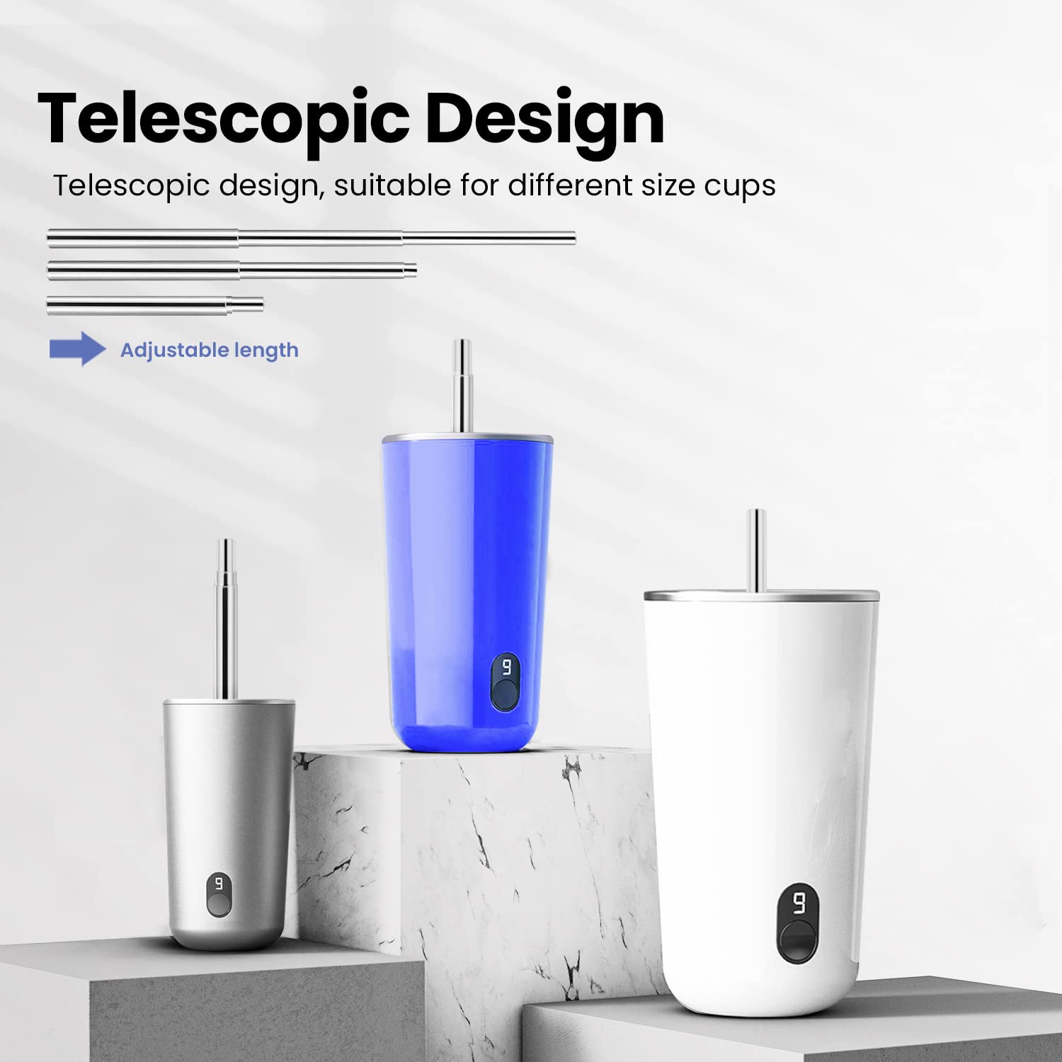 4-Pack Collapsible Stainless Steel Drinking Straws With Aluminum Case, Cleaning Brush, And Keychains - Silver, Blue, Red, Green