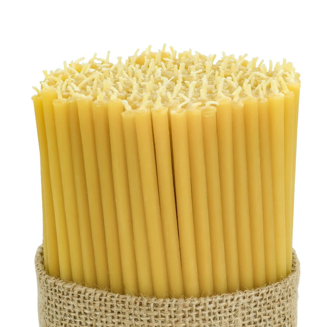 DEYBBY Beeswax Orthodox Candles - 100 Count Beeswax Candles Set - Dripless and Smokeless Mini Thin Organic Beeswax Taper Candles