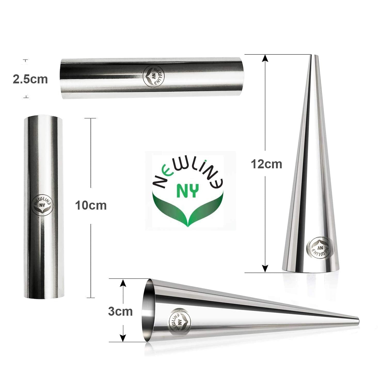 Newlineny Stainless Steel 10 Pcs Fromage Pourers Tubes Set, 6 Circular + 4 Cone Cannoli Pastry Forms