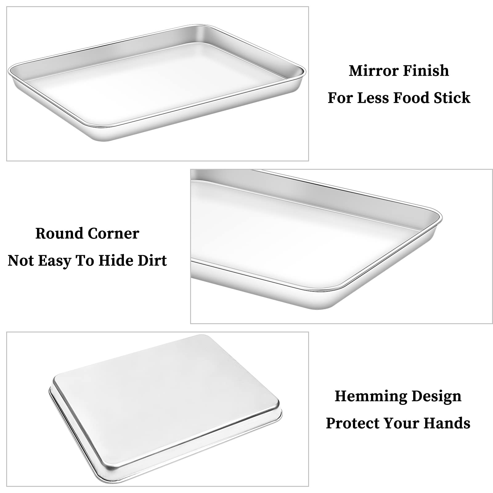 Deedro Baking Sheet With Rack Set [2 Sheets + 2 Racks], Stainless Steel Cookie Half Sheets Baking Pan Oven Tray With Cooling Rac