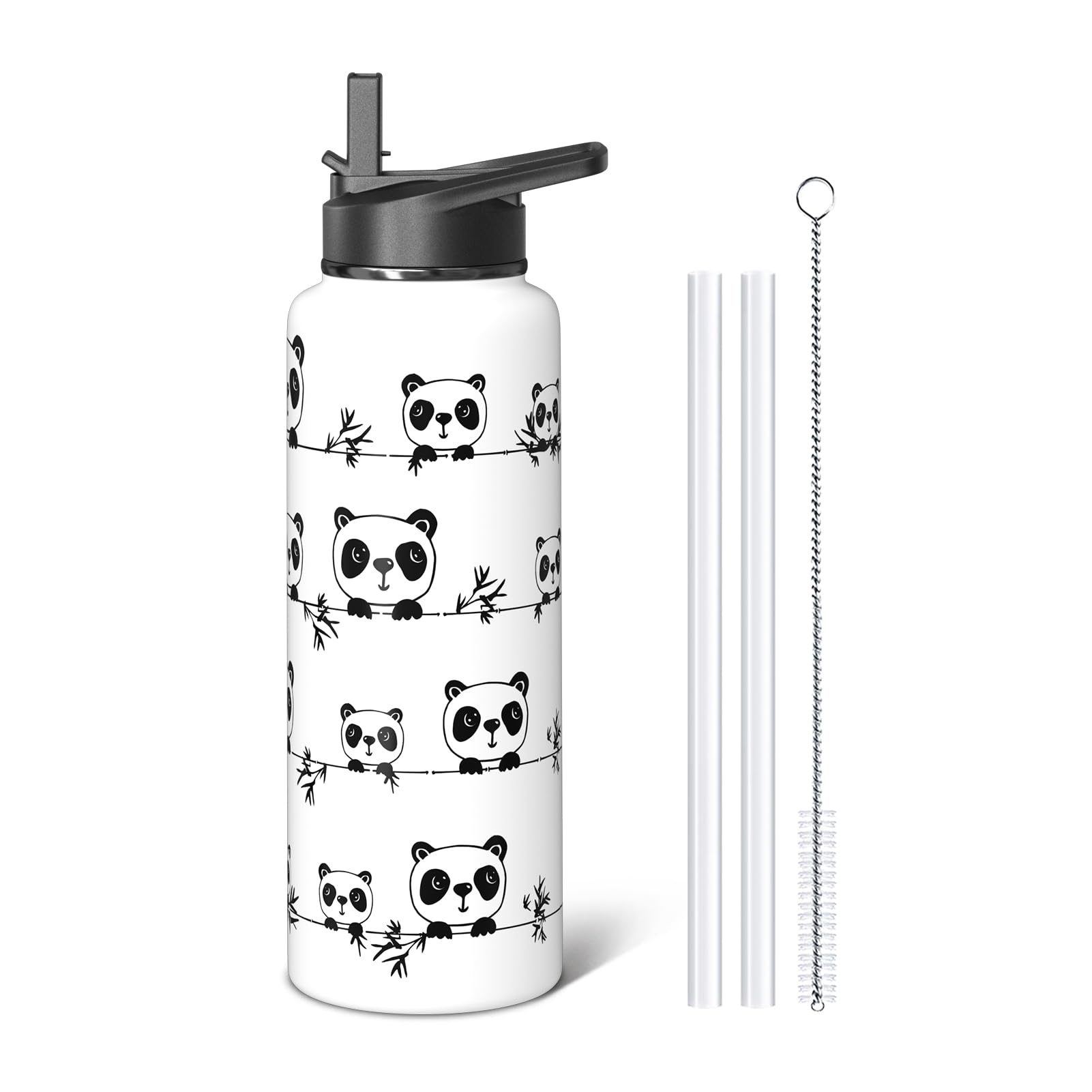 Sabobo Cute Panda Bear Gifts 40oz Sport Water Bottles for Women Men