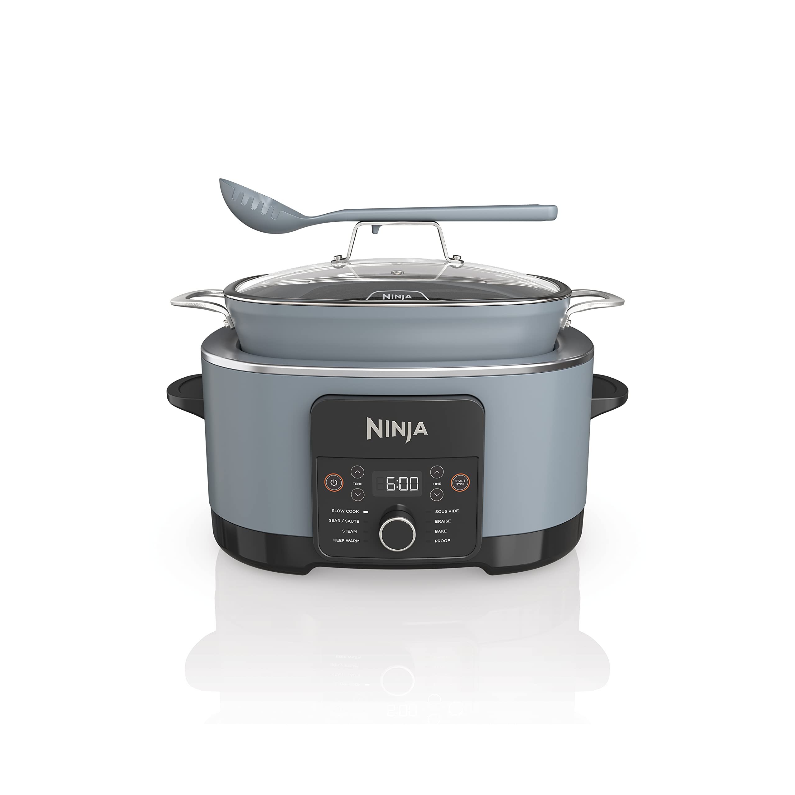Ninja Mc1001C 8.5 Quart Multi-Cooker, Sea Salt Grey, Slow Cooker, Dutch Oven, Steamer, 1200W, 12.6Lbs, Digital Control, Family-S