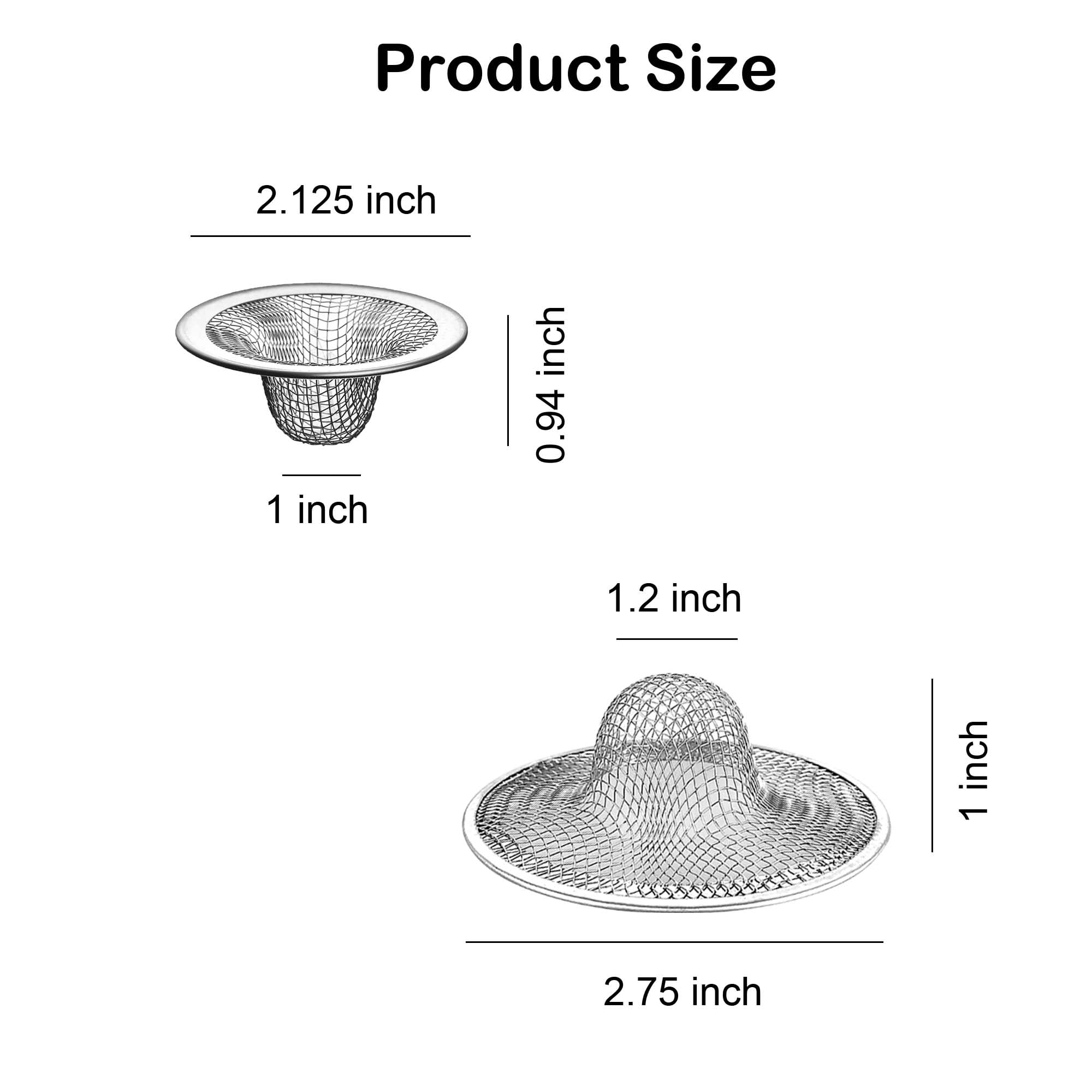 25Pcs Bathroom Mesh Sink Drain Strainer, 2.75'' & 2.125'' Stainless Steel Slop Basket Filter Trap, Mesh Tub Strainer Bathtub Dra