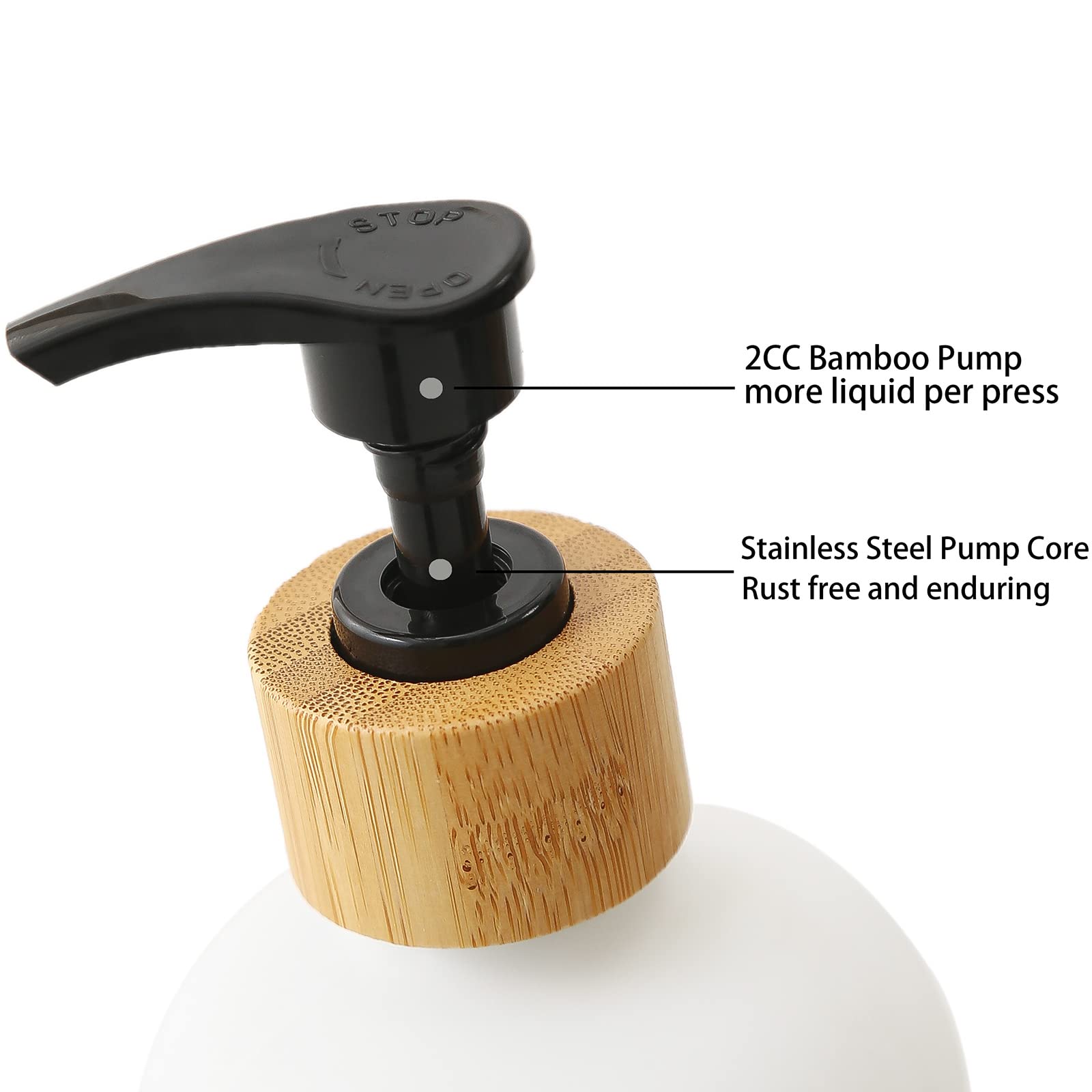 Shampoo And Conditioner Dispenser Set - Easy To Read Labels - Pump Bottle Dispenser For Shampoo, Conditioner, Body Wash - Glass