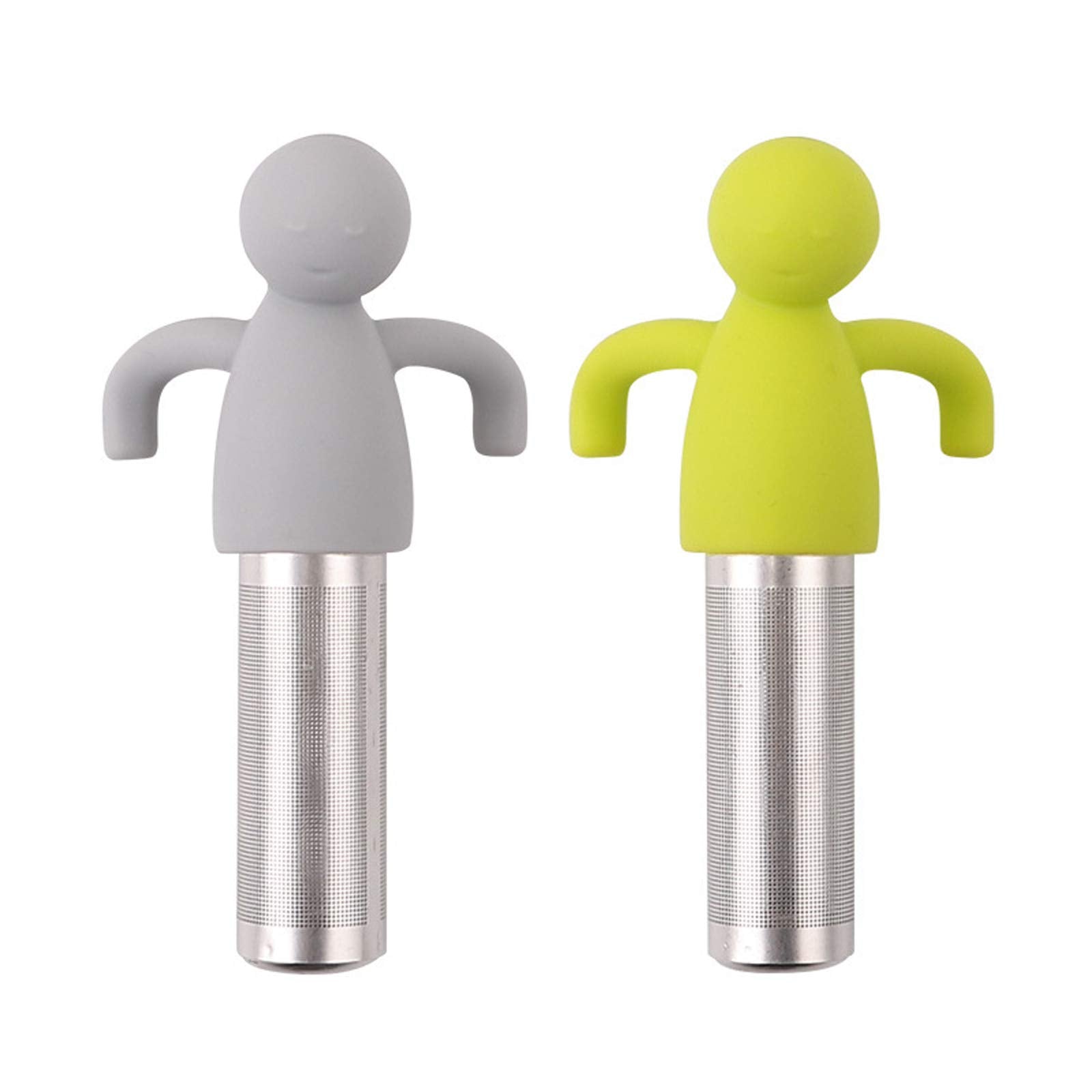 2 Pack Loose Leaf Tea Steeper Fine Mesh Tea Infuser With Silicone Handle Stainless Steel Tea Ball For Loose Tea, Gray And Green