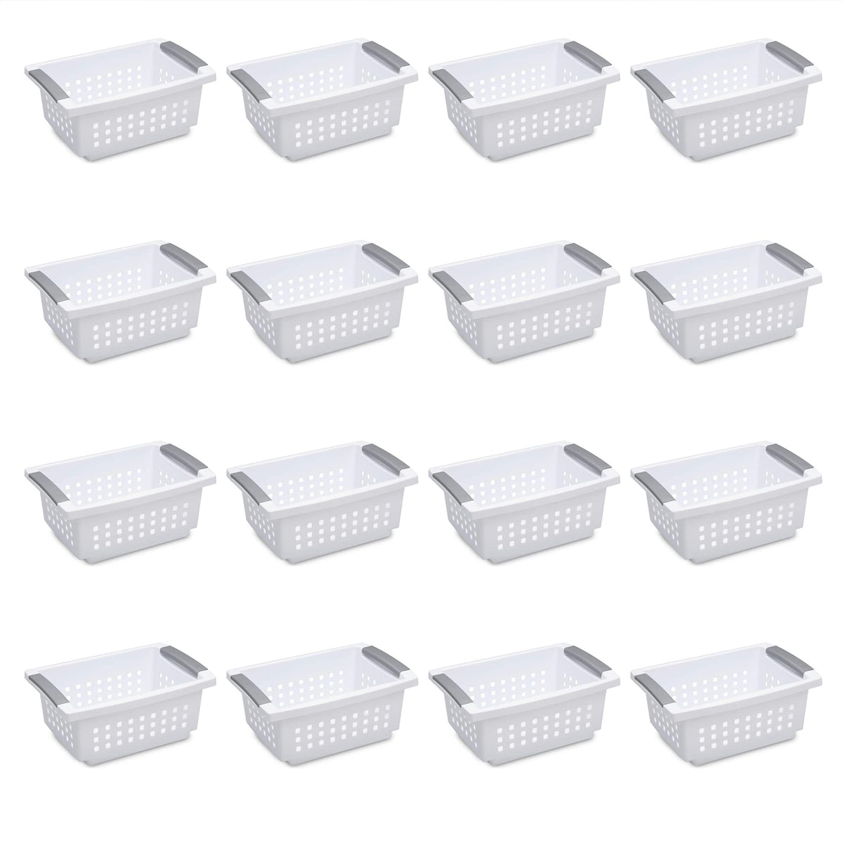 Sterilite Stackable Storage Bin And Organization Basket With Flip Down Accent Rails For Home And Household Organization, Small,