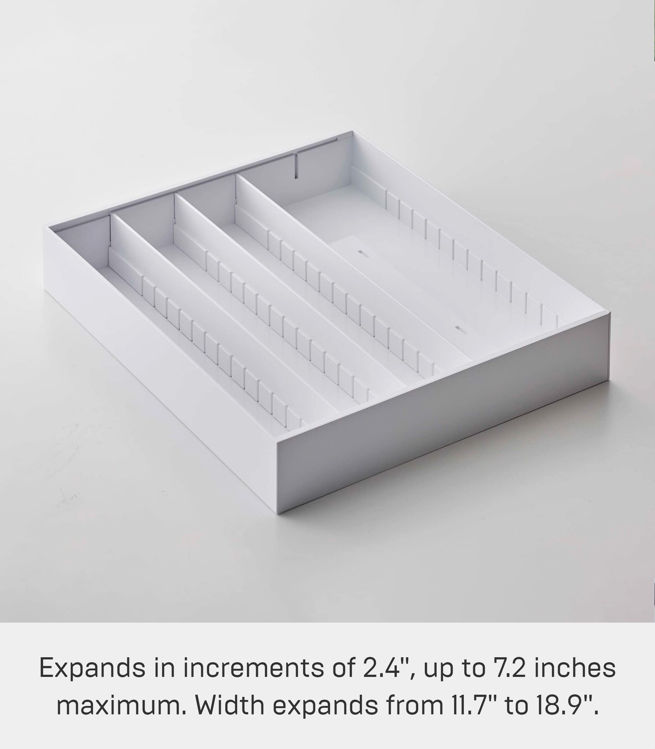 Yamazaki Home Expandable Cutlery Kitchen Angled Utensils Storage Multi-Compartment Silverware Organizer Drawer Insert Tray  Plastic  Adjustable  Expandable  No Assembly Req