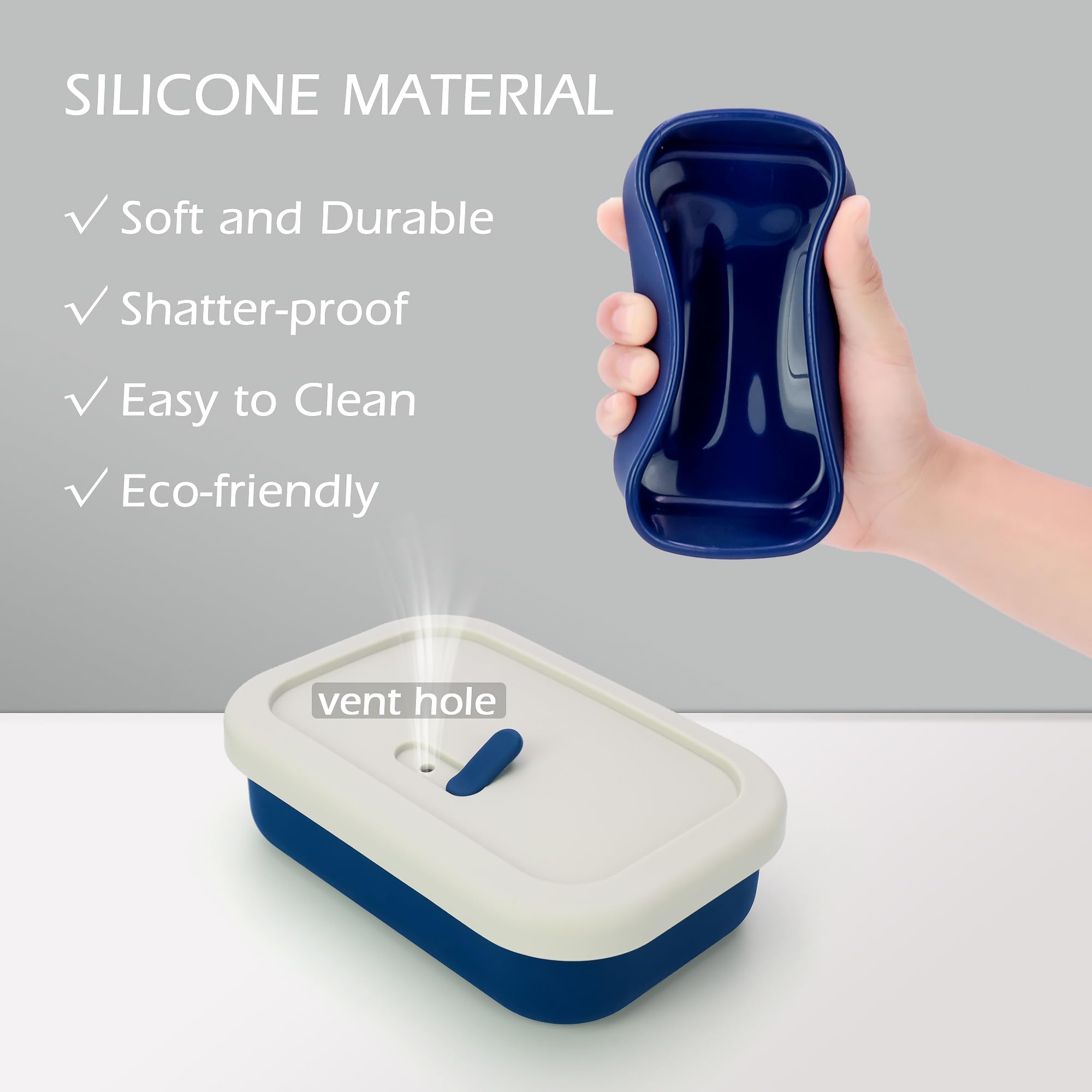 Aidimming Enhanced Leak Proof Travel Soap Case With Lid,Silicone Soap Container For Traveling,Large Shampoo Bar Holde,Soap Dish