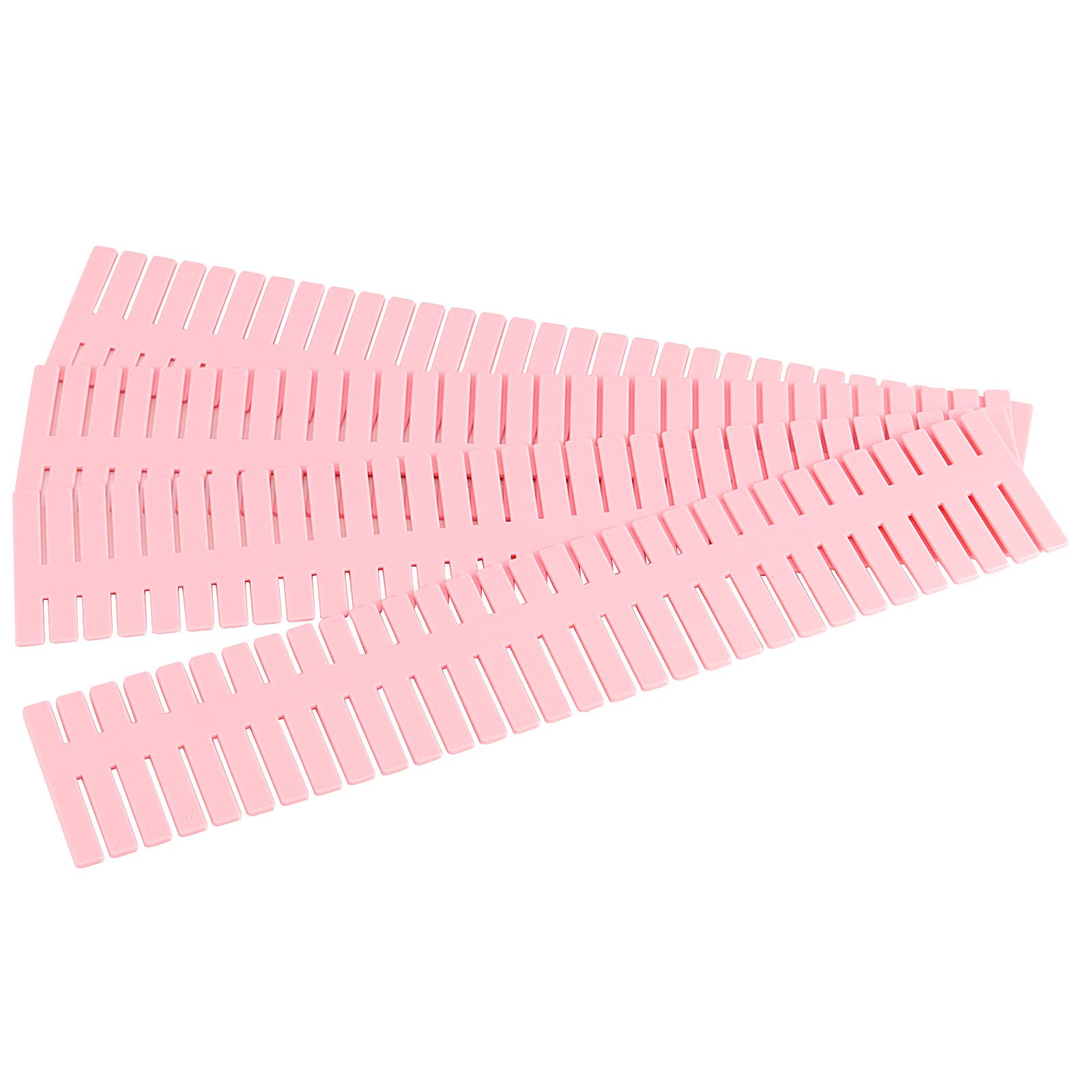 ZOENHOU 60 PCS DIY Drawer Divider Organizers, Pink Drawer Dividers, Adjustable Premium Plastic Organizers for Makeup Drawers Des