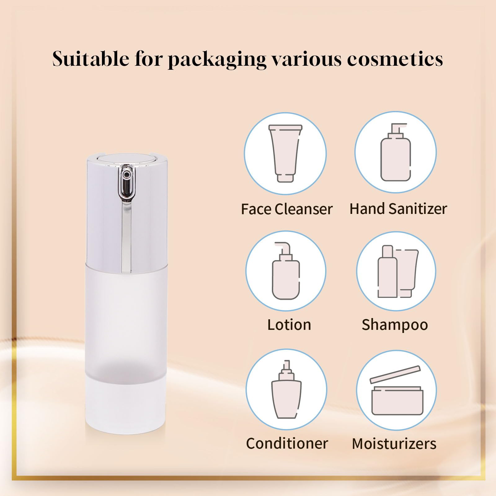 Ajltpa 6Pcs 1Oz 30Ml Frosted Transparent Airless Pump Bottles With Funnel, Travel Size Vacuum Dispenser Refillable Cosmetic Cont