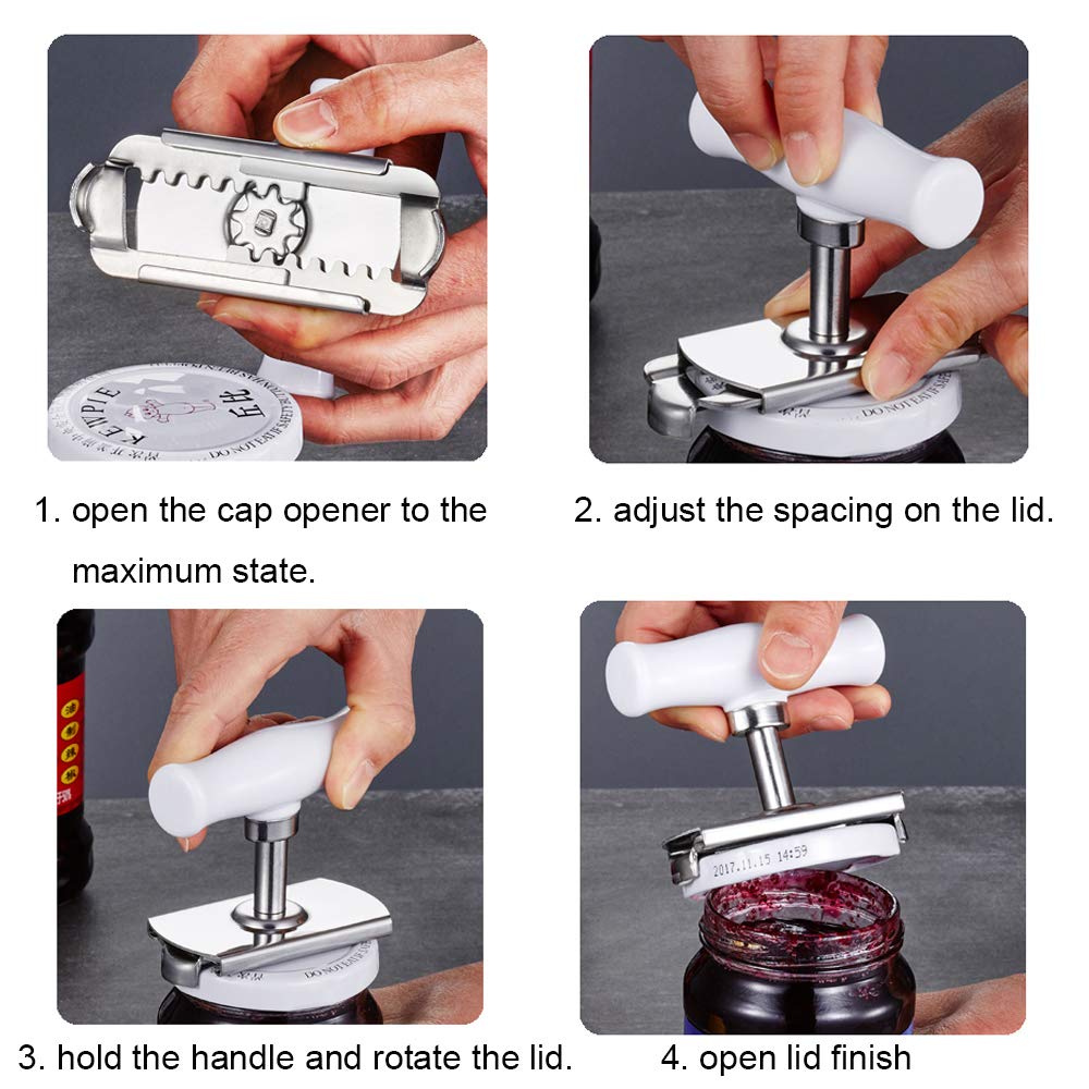 Jar Opener, Caliamary Jar Lid Opener For Seniors With Arthritis, Adjustable Stainless Steel Lids Off Easy Jar Opener For 0.98-3.