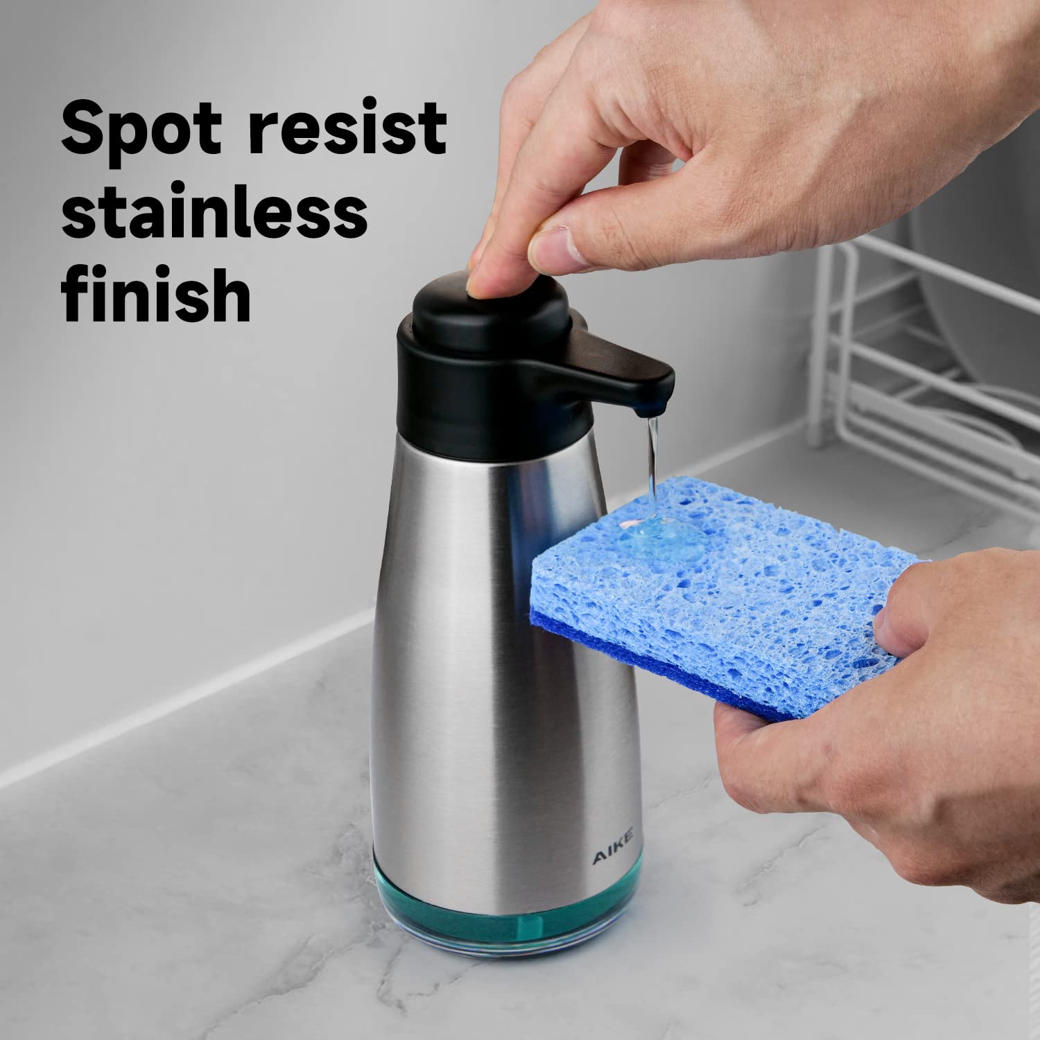 AIKE 15ounce Stainless Steel Liquid Soap Dispenser for Dish and Hand Soap