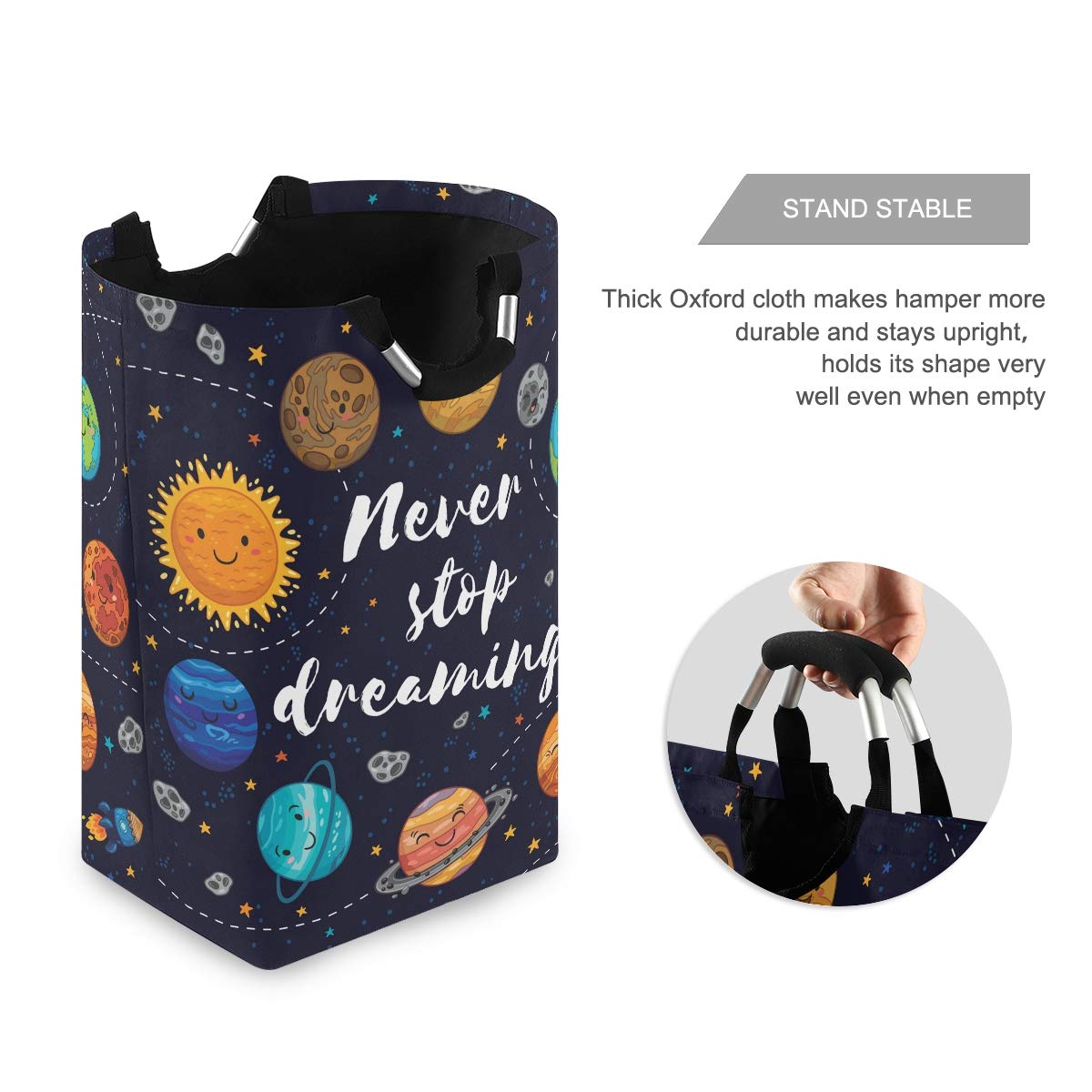 Blueangle Cartoon Solar System Pattern Laundry Basket Clothes Hamper Collapsible Durable Dirty Clothes Large Storage Laundry Org