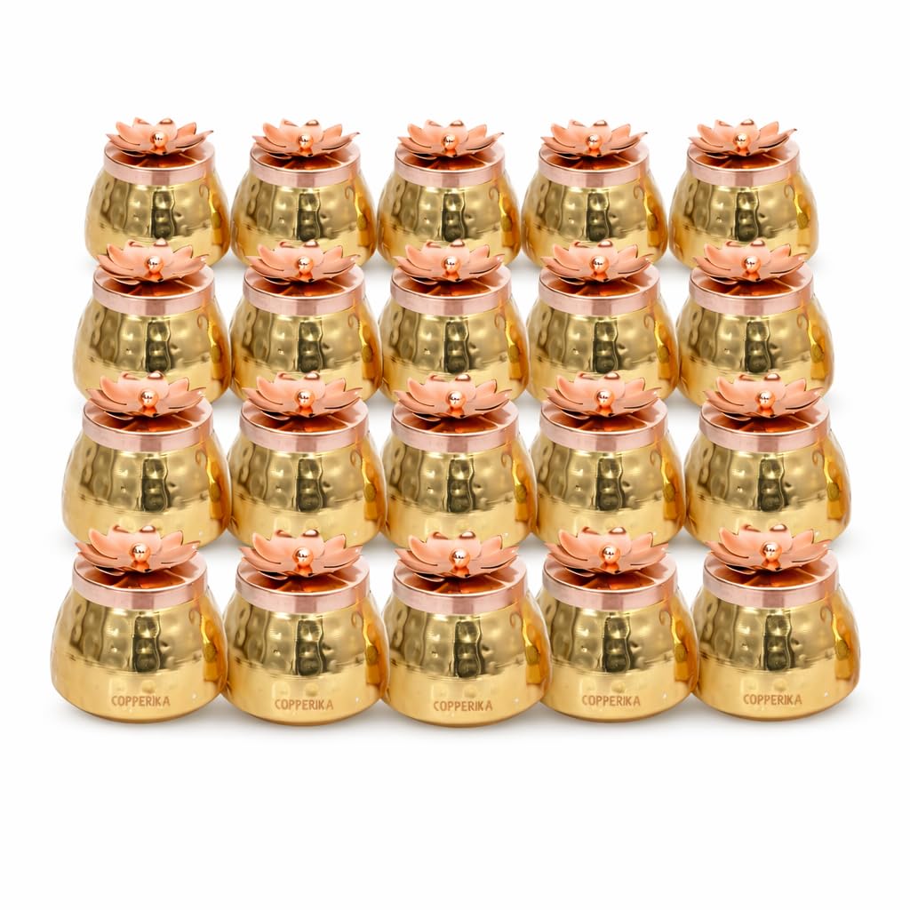 Copperika Hammered Gold Copper Plated Dry Fruit Jar (Pack Of 20) Heavy Build | For Dry Fruits Container | Chocolates Decorative 