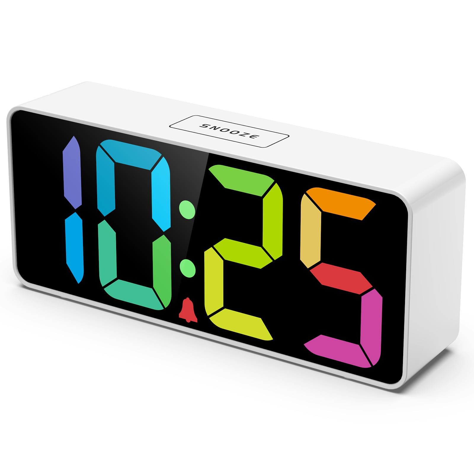 Welgo 7.5 Inches Large Digital Alarm Clock for Seniors & Kids, 0-100% Dimmable Display, USB Charging Port, Adjustable Volume, Ea