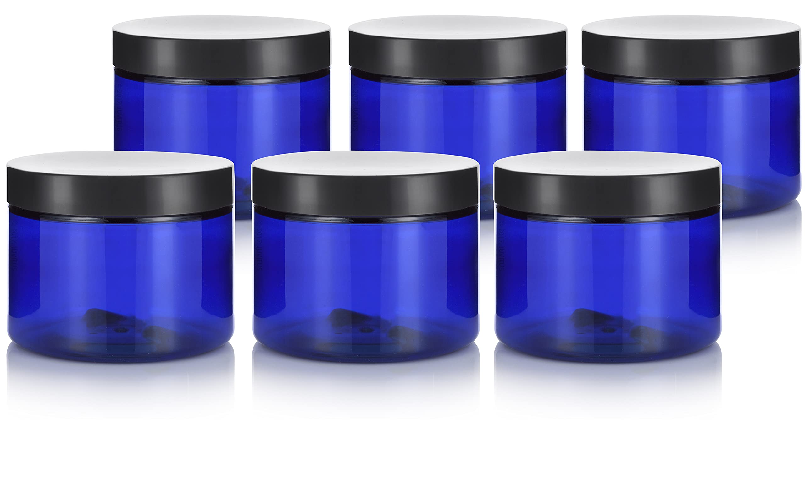 Juvitus Cobalt Blue 8 Oz / 250 Ml Pet (Bpa Free) Plastic Jar (6 Pack)