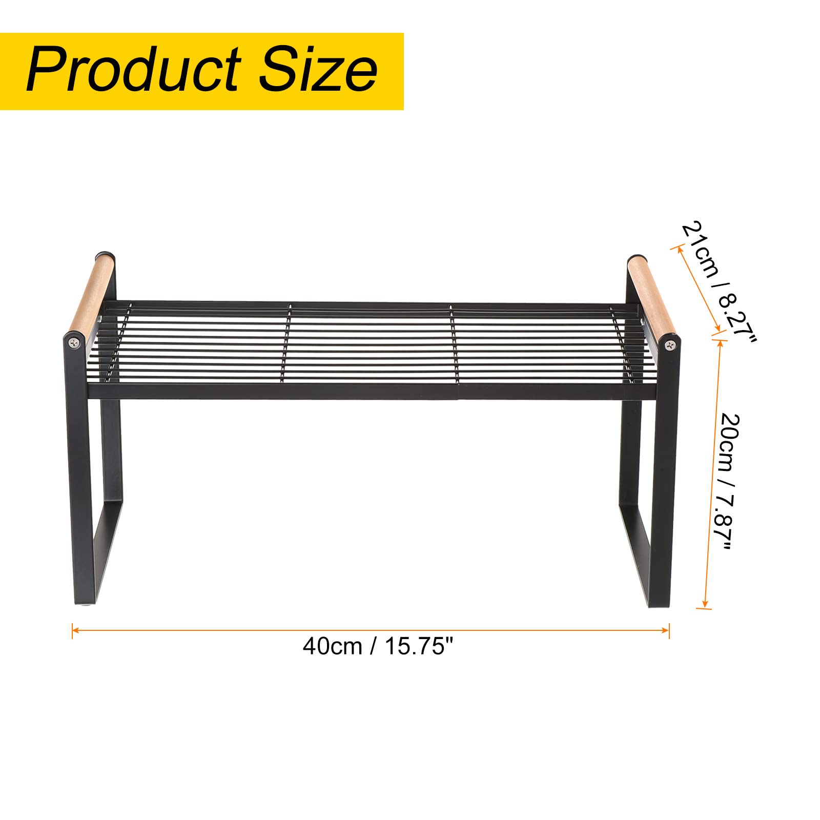 Patikil Kitchen Cabinet Shelf Organizer, Wood Counter Shelf Stackable Storage Shelf For Cupboard, Pantry, Corner, Under Sink - B