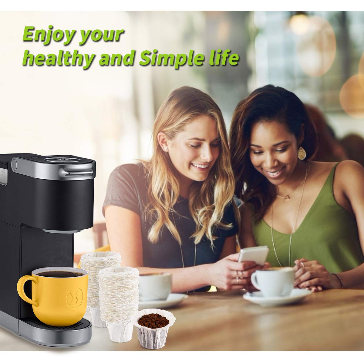 K cup Coffee Paper Filters Disposable for Reusable K Cup Filters  Disposable Keurig K Cup Filters  Compatible with Keurig Single Serve Filter Brands (200  NO Lid)