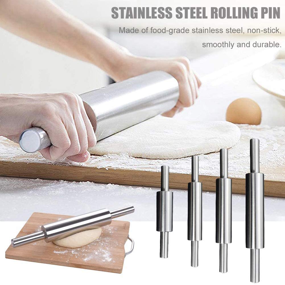 Professional Stainless Steel Rolling Pin, Stainless Steel Dough Roller, Nonstick Dough Rolling Pin For Baking Cookie Pie Pizza (