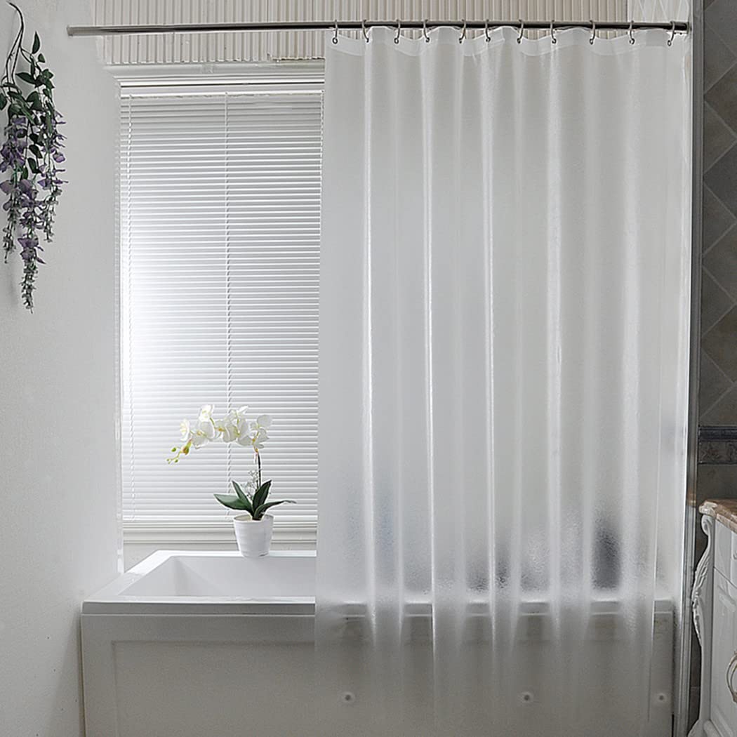 Aoohome Extra Long Shower Curtain Liner, Clear Eva Frosted Shower Curtain With 3 Bottom Magnets, Semi Transparent, 72 X 86 Inch