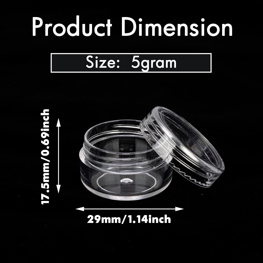 5 Gram Sample Containers With Lids, 25 Count 5Ml Clear Sample Jars, Empty Lip Balm Containers With Lids, Small Makeup Travel Con