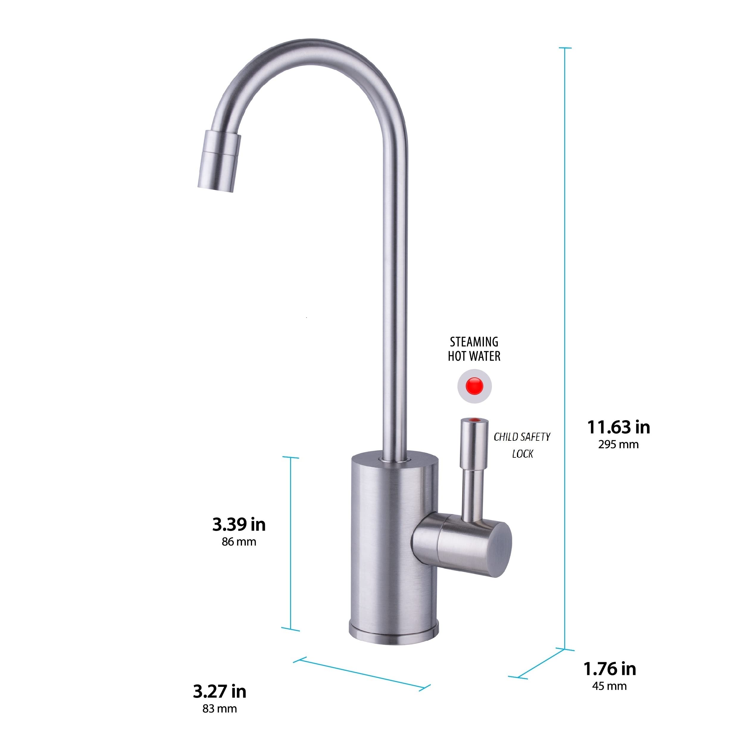Ready Hot Rh-F570-Bn Faucet Only For Instant Tank, Insulated, Safety Lock On Handle, Single Lever Hot Water, Brushed Nickel Fini
