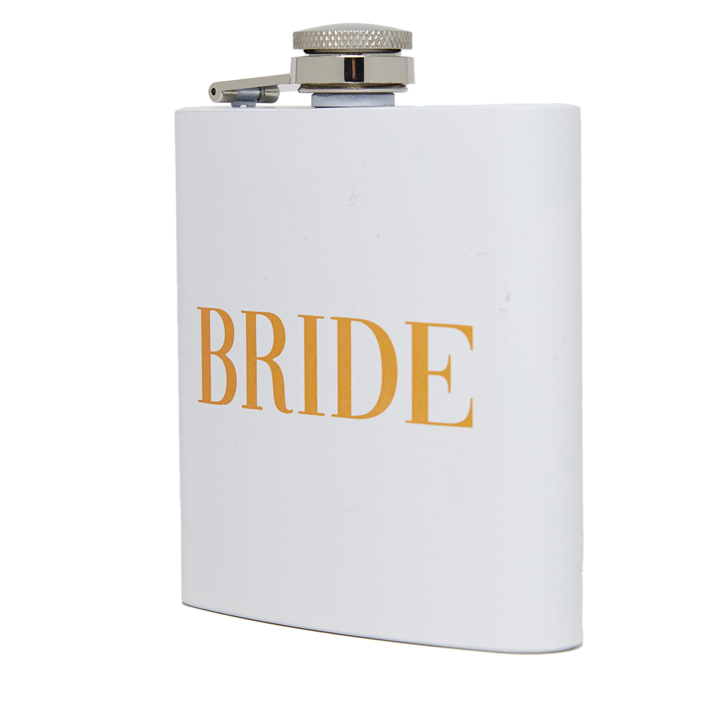 Stainless Steel Flask - Bride - Block Lettering (White)